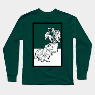 Dachshund and Elephant Ear Plant Long Sleeve T-Shirt